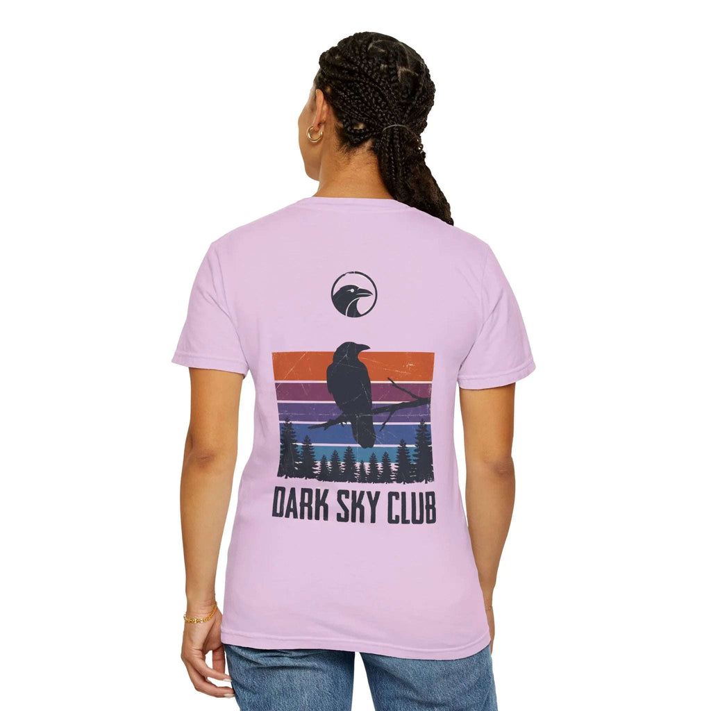 Dark Sky Club Raven Shirt, Vintage Retro Sunset Stripes, Crow Silhouette Graphic Tee, Gothic Witchy Nature Gift