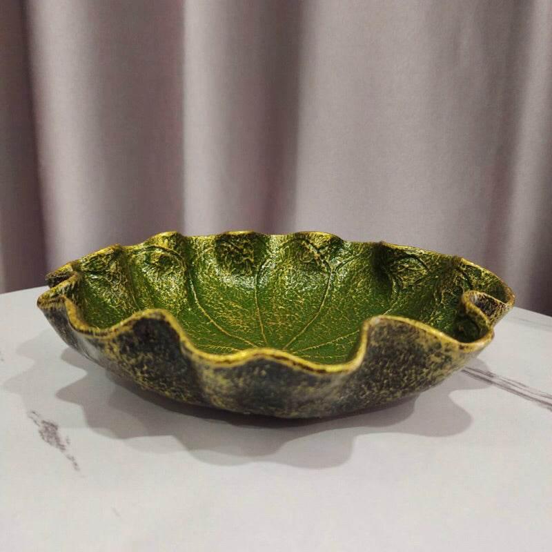 Decorative Resin Bowl with Leaf Design - 20cm Natural Elegance