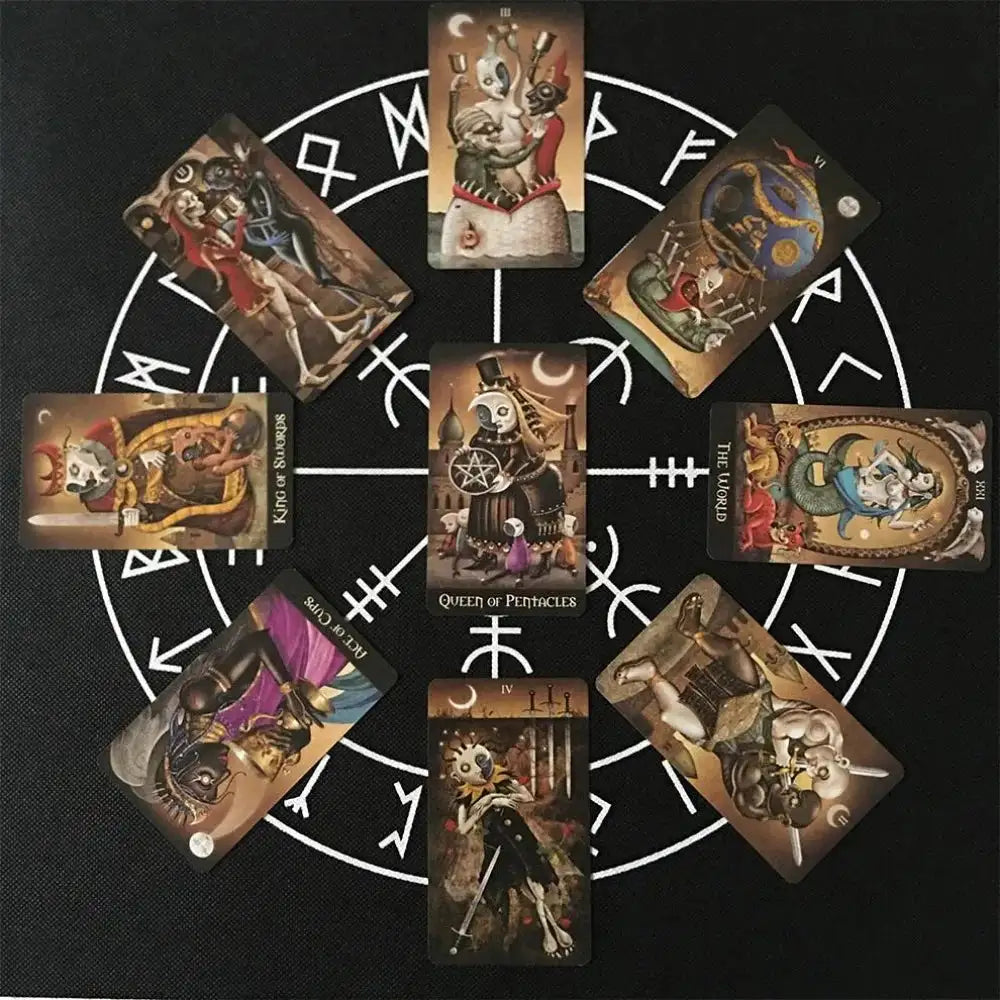 Deviant Moon Tarot Deck – 78 Pcs Big Size 12 x 7 cm | Fortune Telling Game & Divination Cards with English Guidebook