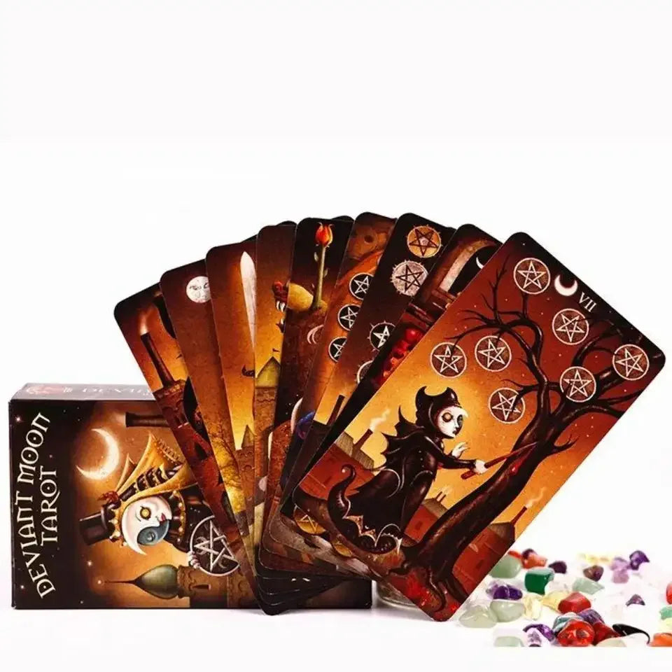Deviant Moon Tarot Deck – 78 Pcs Big Size 12 x 7 cm | Fortune Telling Game & Divination Cards with English Guidebook