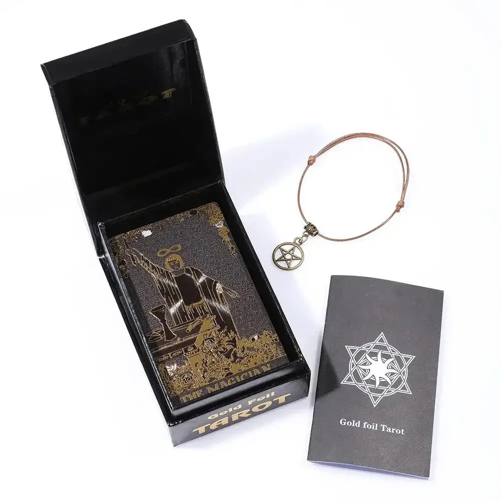 💖 Pink Tarot Deck – Durable Waterproof 78 Cards with Glitter Luxury Finish in Gift Box for Beginners and Collectors Black Flip
