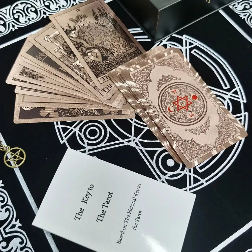 💖 Pink Tarot Deck – Durable Waterproof 78 Cards with Glitter Luxury Finish in Gift Box for Beginners and Collectors Rose gold