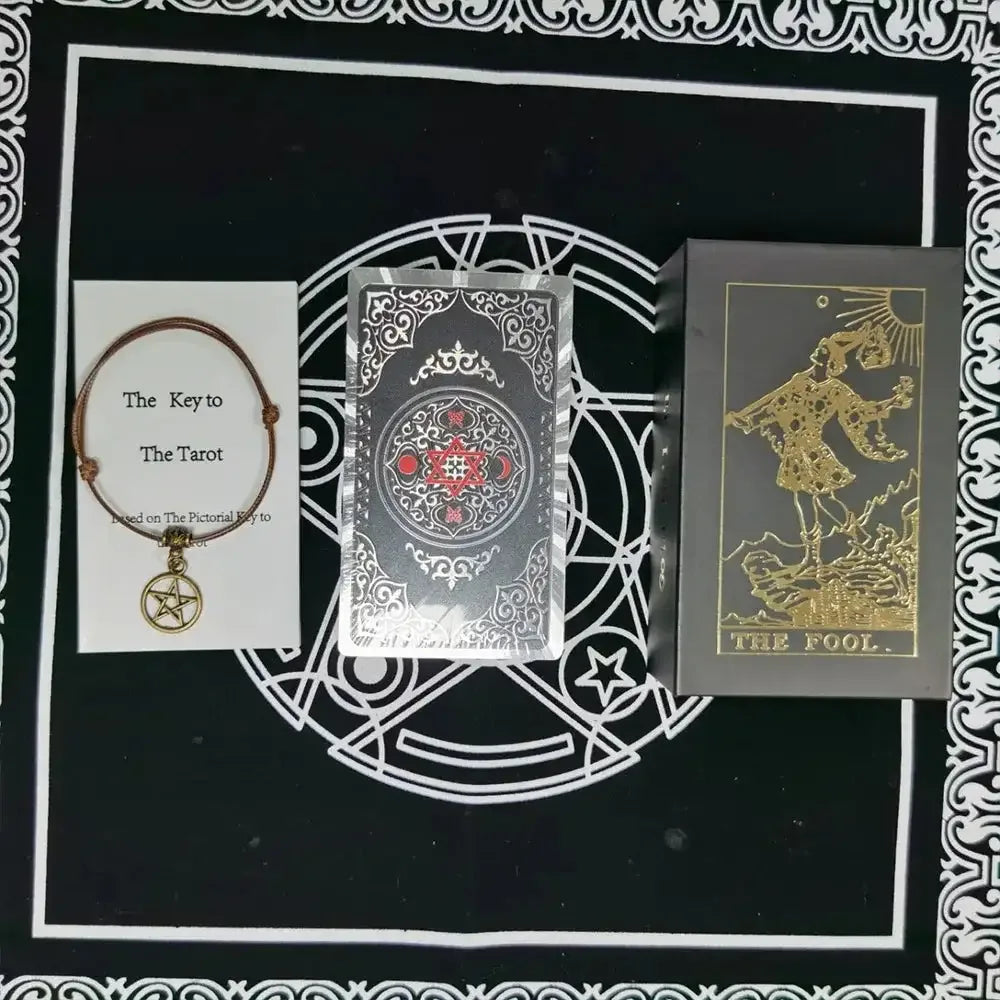 💖 Pink Tarot Deck – Durable Waterproof 78 Cards with Glitter Luxury Finish in Gift Box for Beginners and Collectors Six star Silver