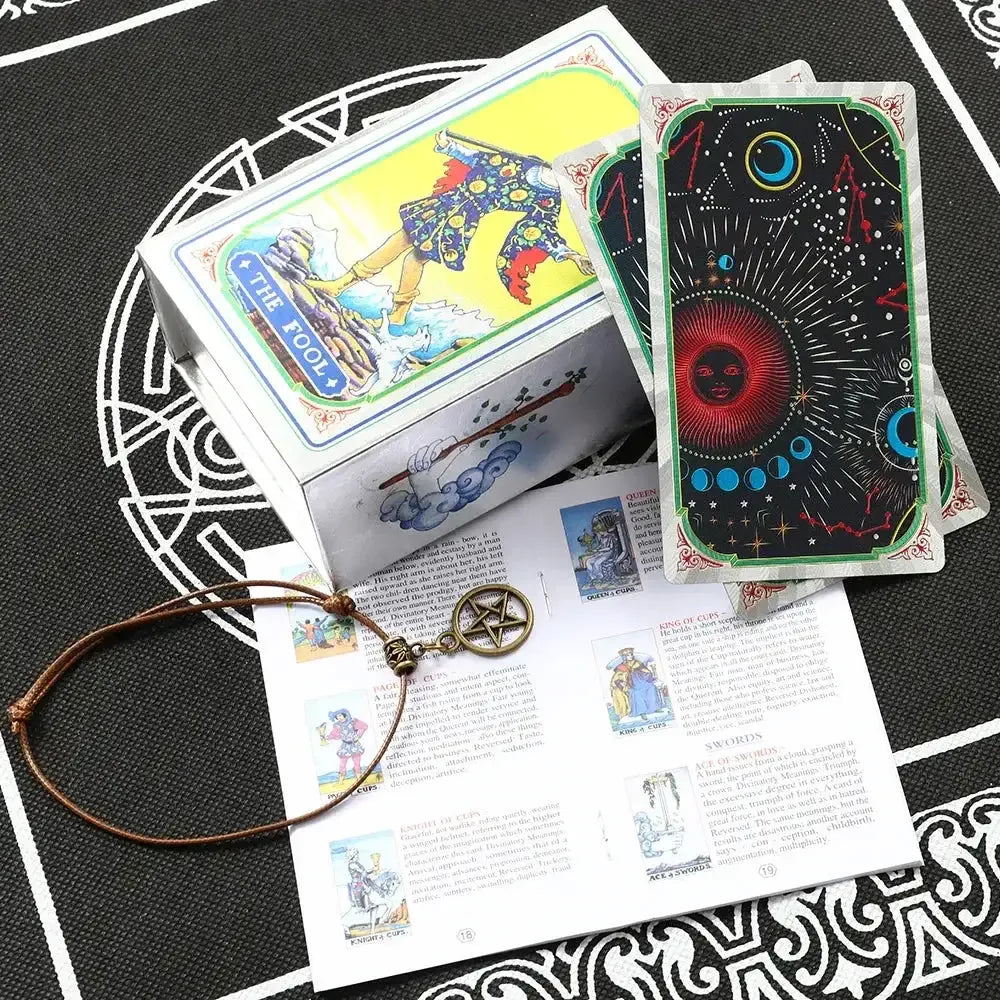 💖 Pink Tarot Deck – Durable Waterproof 78 Cards with Glitter Luxury Finish in Gift Box for Beginners and Collectors Cosmic silver