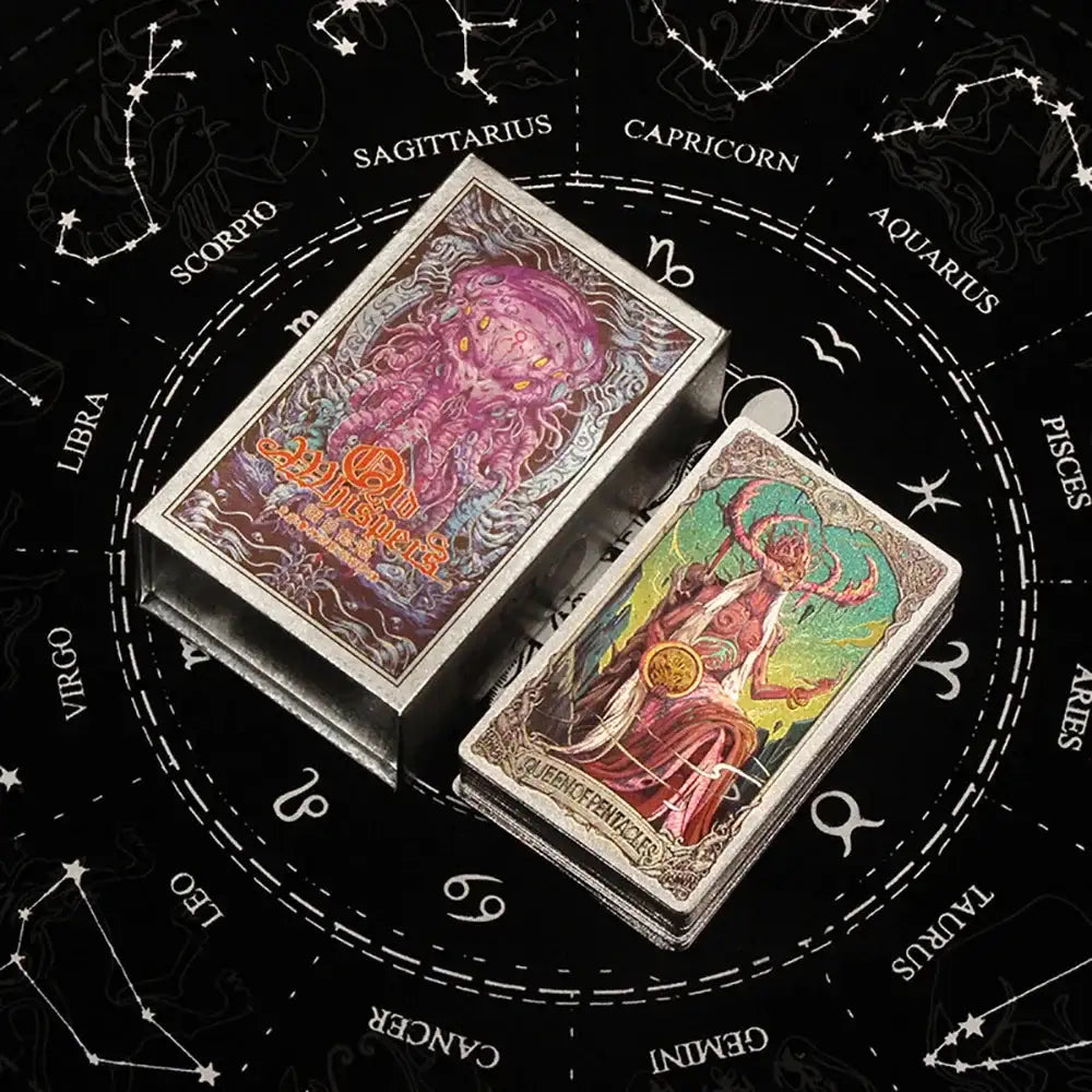 💖 Pink Tarot Deck – Durable Waterproof 78 Cards with Glitter Luxury Finish in Gift Box for Beginners and Collectors Cthulhu Silver