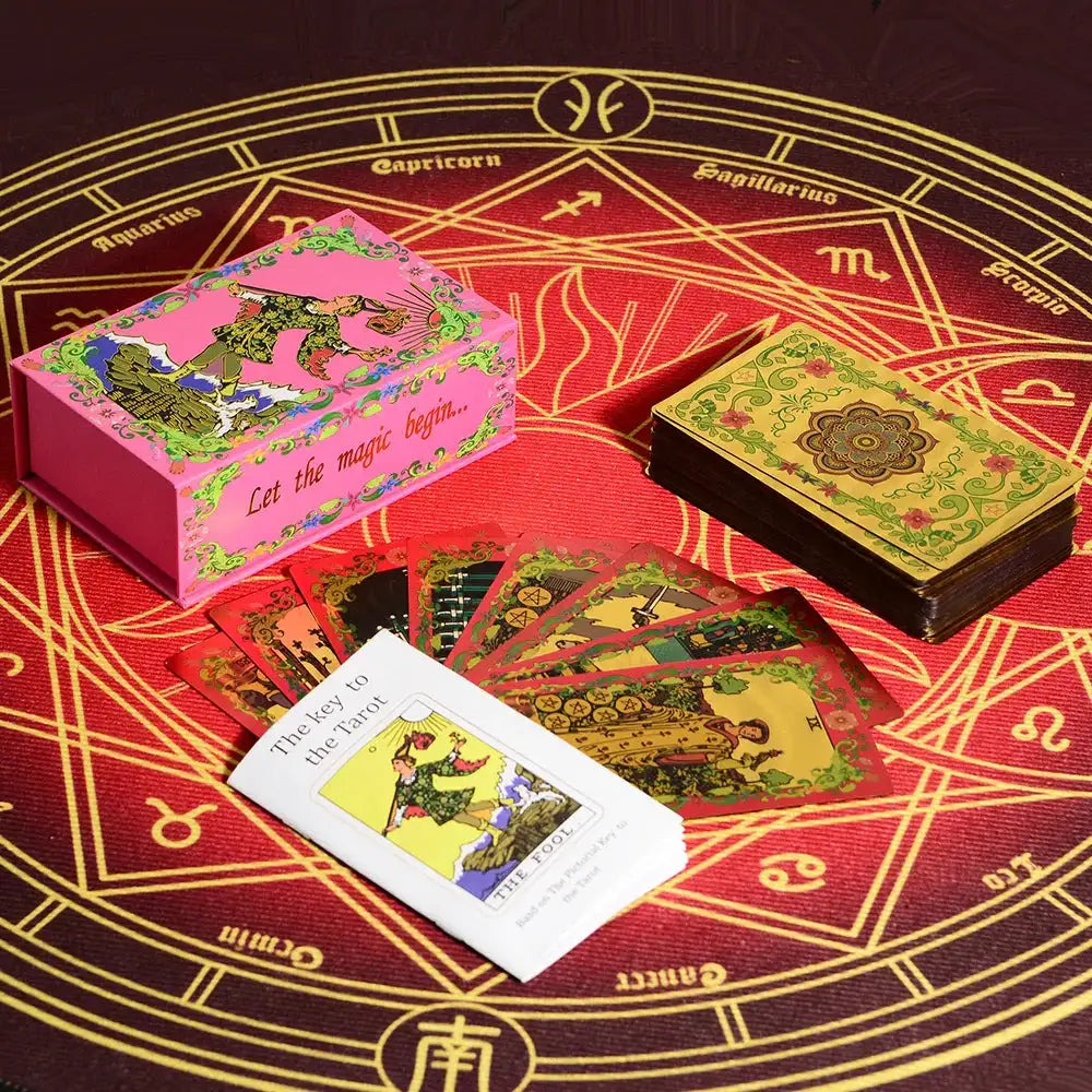 💖 Pink Tarot Deck – Durable Waterproof 78 Cards with Glitter Luxury Finish in Gift Box for Beginners and Collectors