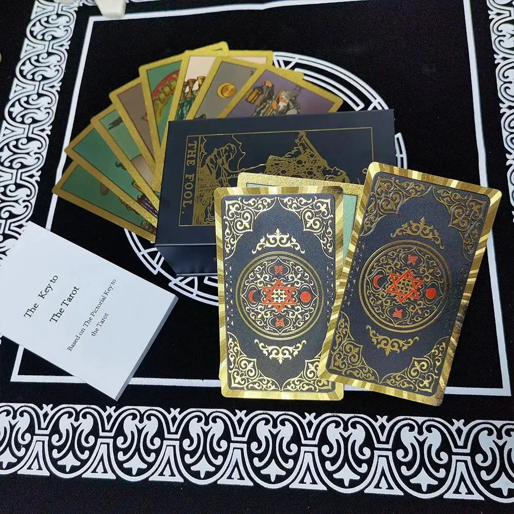 💖 Pink Tarot Deck – Durable Waterproof 78 Cards with Glitter Luxury Finish in Gift Box for Beginners and Collectors Six star Golden