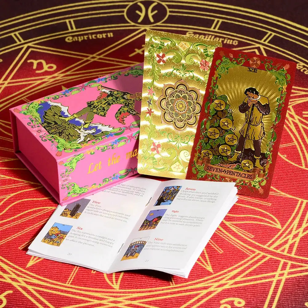 💖 Pink Tarot Deck – Durable Waterproof 78 Cards with Glitter Luxury Finish in Gift Box for Beginners and Collectors