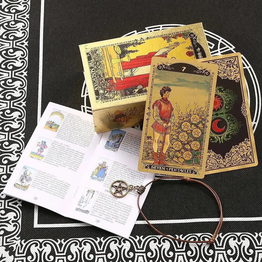 💖 Pink Tarot Deck – Durable Waterproof 78 Cards with Glitter Luxury Finish in Gift Box for Beginners and Collectors Full moon gold