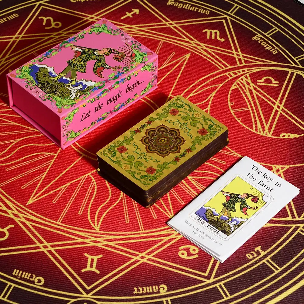 💖 Pink Tarot Deck – Durable Waterproof 78 Cards with Glitter Luxury Finish in Gift Box for Beginners and Collectors