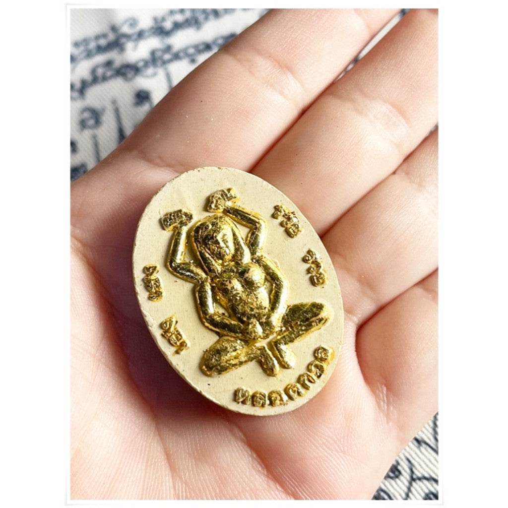 Golden Divine attraction Thai charm with frog design, symbolizing prosperity and good fortune