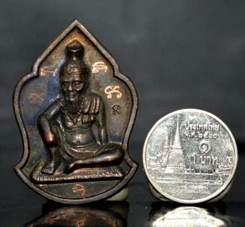 🔥 Divine Protector & Wealth Magnet – Phra Ruesi Mani Jinda Copper Amulet by Luang Pu Ap 🌿🔥