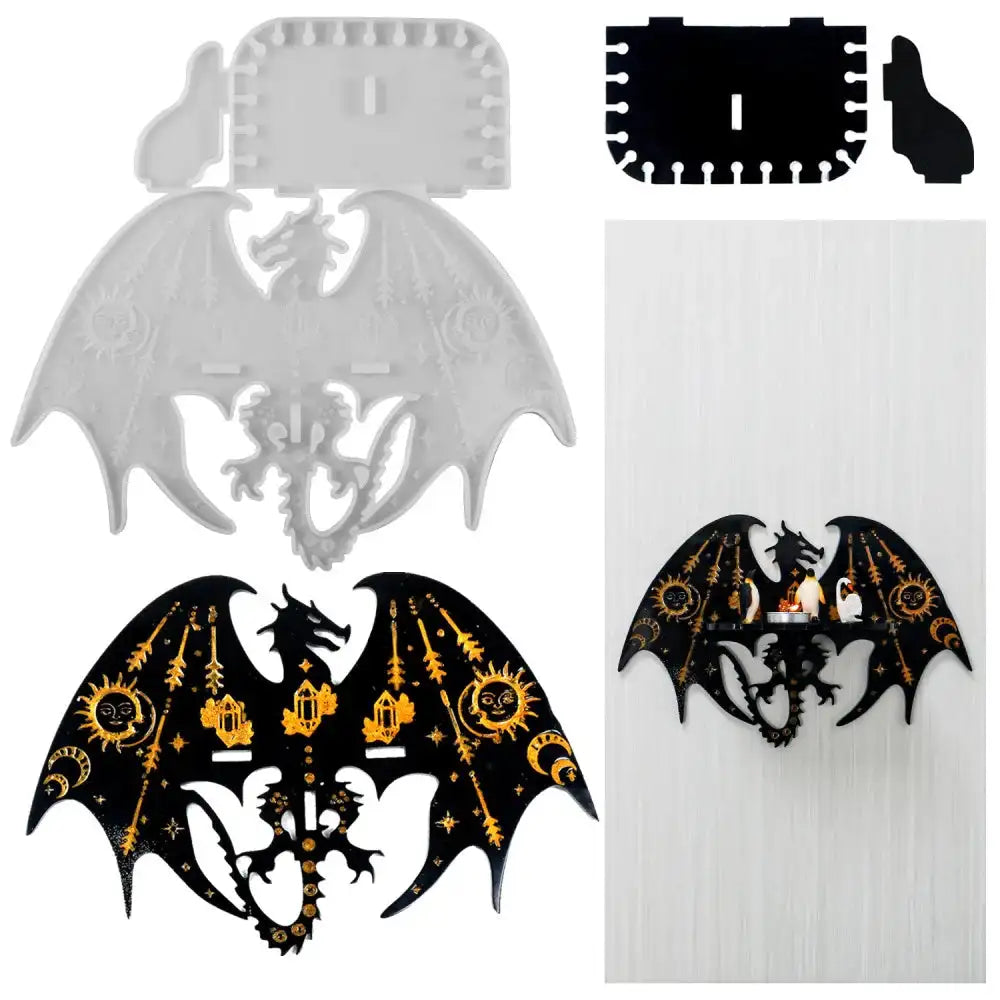 🧚♀️ DIY Jewelry & Candle Holder Resin Mold – Silicone Wall-Mounted Fairy Dragon, Cat, Snake, and Moth Totem Trays for Handmade Crystal Decor