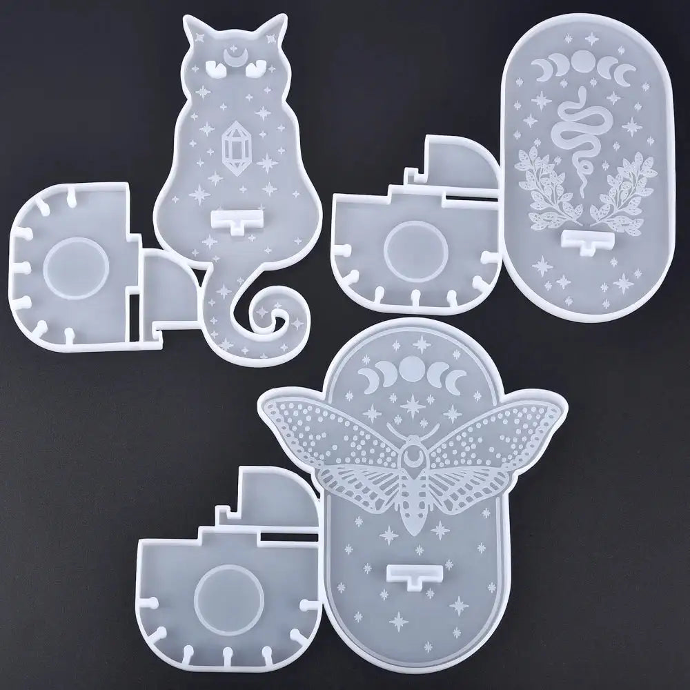 🧚♀️ DIY Jewelry & Candle Holder Resin Mold – Silicone Wall-Mounted Fairy Dragon, Cat, Snake, and Moth Totem Trays for Handmade Crystal Decor
