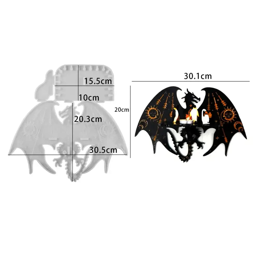 🧚♀️ DIY Jewelry & Candle Holder Resin Mold – Silicone Wall-Mounted Fairy Dragon, Cat, Snake, and Moth Totem Trays for Handmade Crystal Decor
