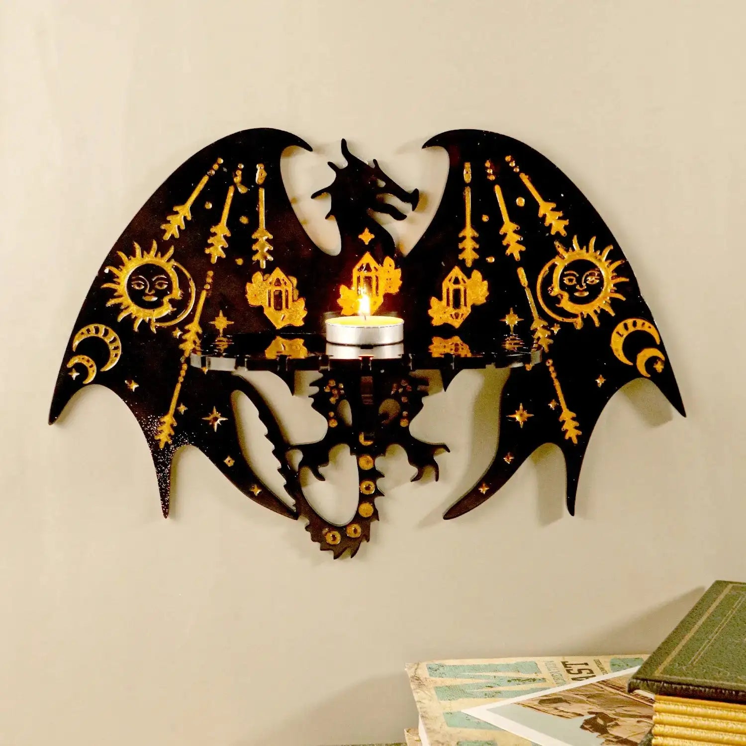 🧚♀️ DIY Jewelry & Candle Holder Resin Mold – Silicone Wall-Mounted Fairy Dragon, Cat, Snake, and Moth Totem Trays for Handmade Crystal Decor