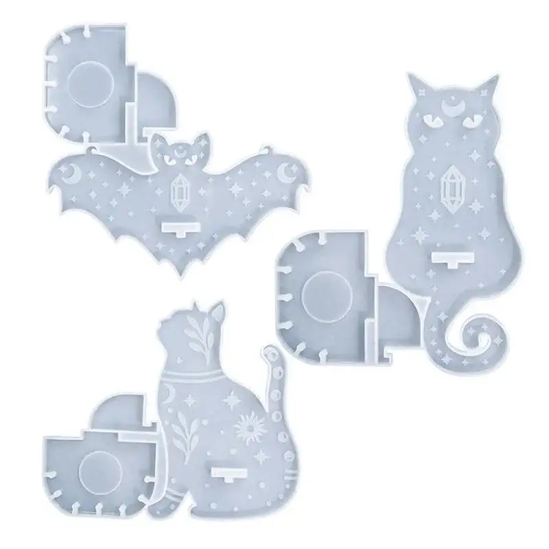 🧚♀️ DIY Jewelry & Candle Holder Resin Mold – Silicone Wall-Mounted Fairy Dragon, Cat, Snake, and Moth Totem Trays for Handmade Crystal Decor