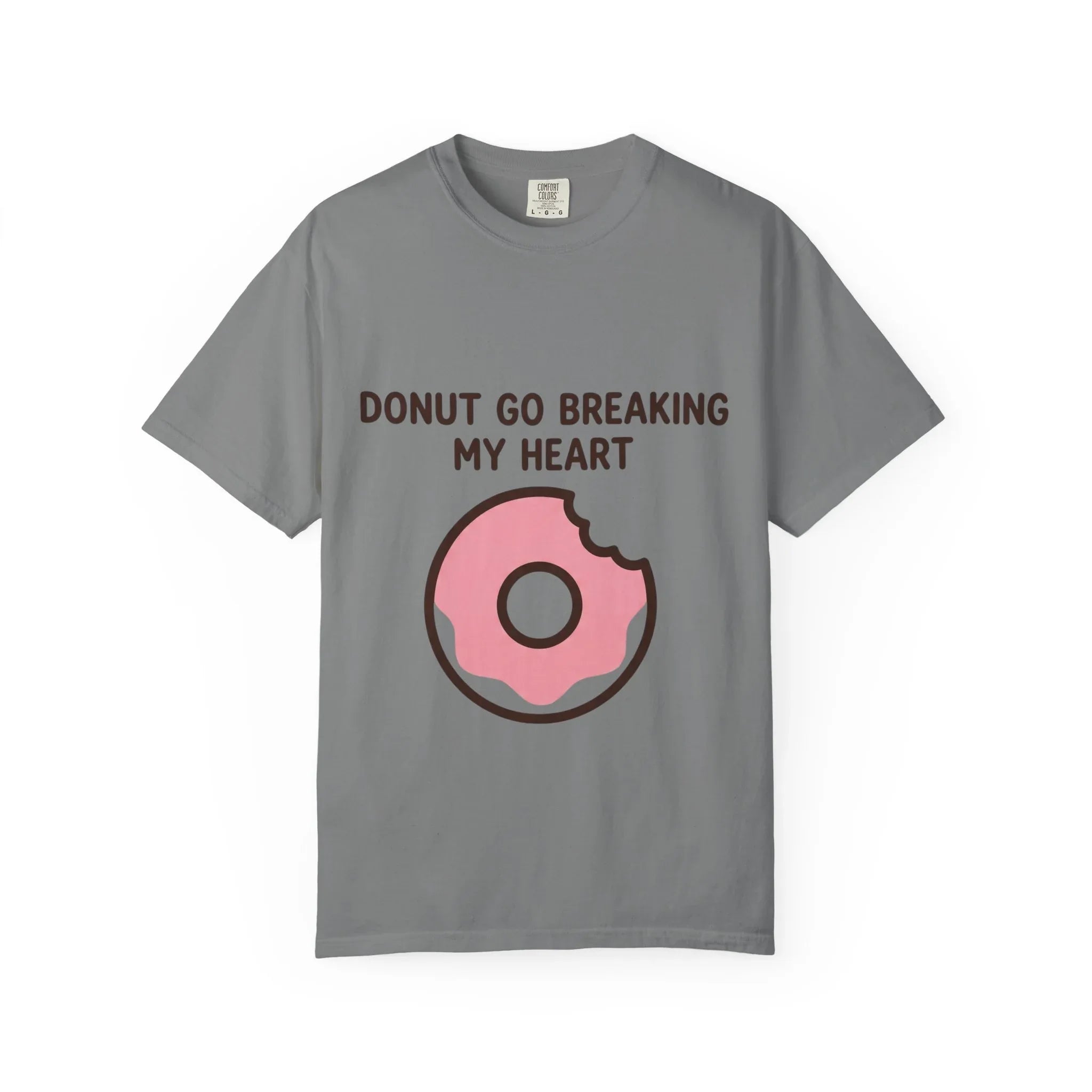 Donut Go Breaking My Heart Shirt, Cute Pink Donut Tee, Funny Food Pun T-Shirt, Dessert Lover Gift, Bakery Brunch Valentine Grey