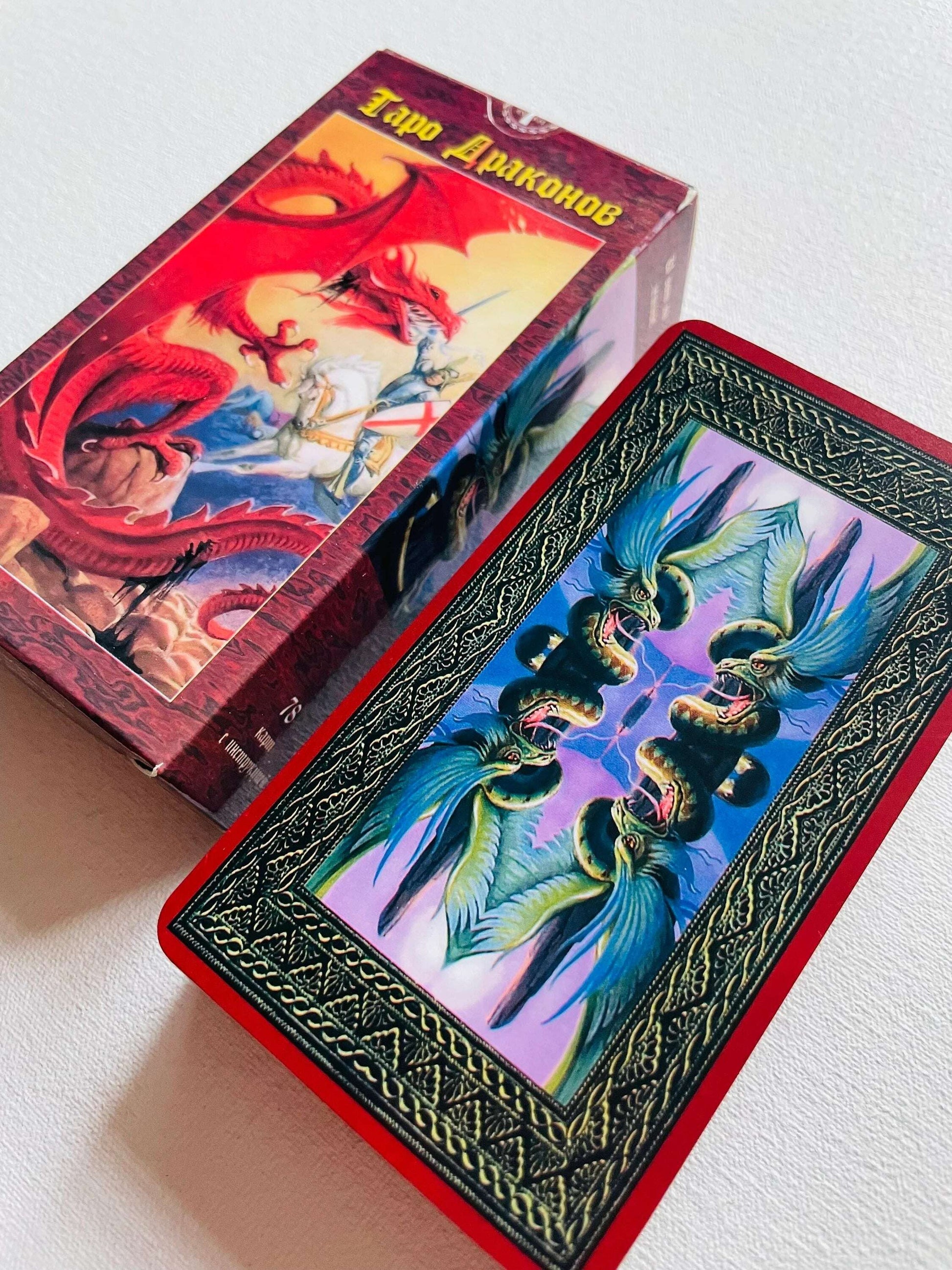 Dragons Tarot Deck – 78 Vintage-Style Cards Showcasing Mythical Dragons in Classic Tarot Archetypes, Compact 10.3 x 6 cm