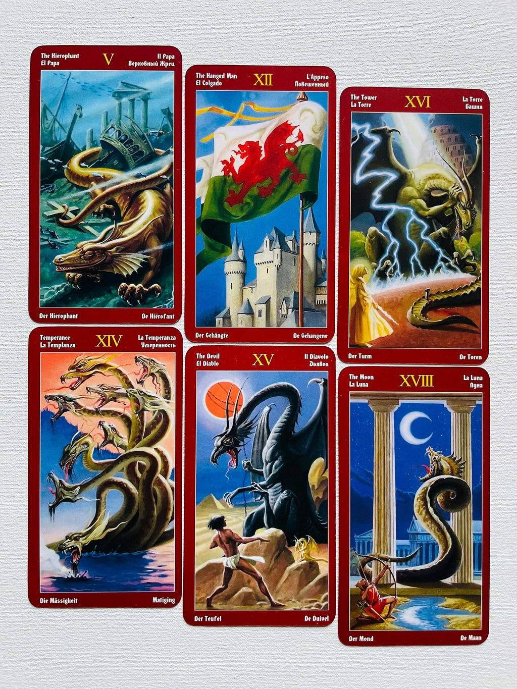 Dragons Tarot Deck – 78 Vintage-Style Cards Showcasing Mythical Dragons in Classic Tarot Archetypes, Compact 10.3 x 6 cm
