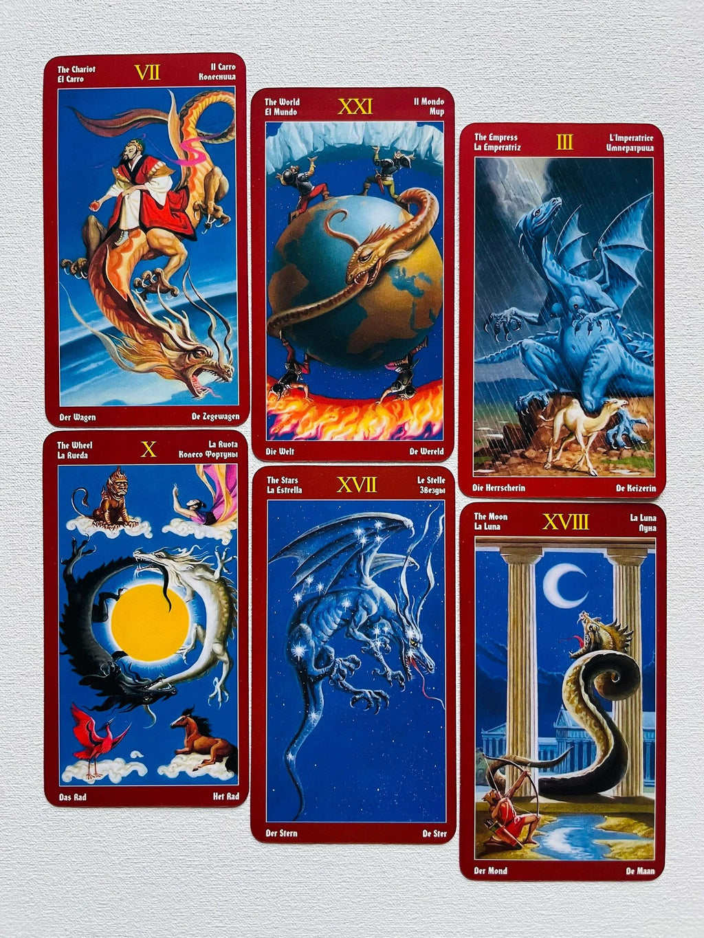 Dragons Tarot Deck – 78 Vintage-Style Cards Showcasing Mythical Dragons in Classic Tarot Archetypes, Compact 10.3 x 6 cm