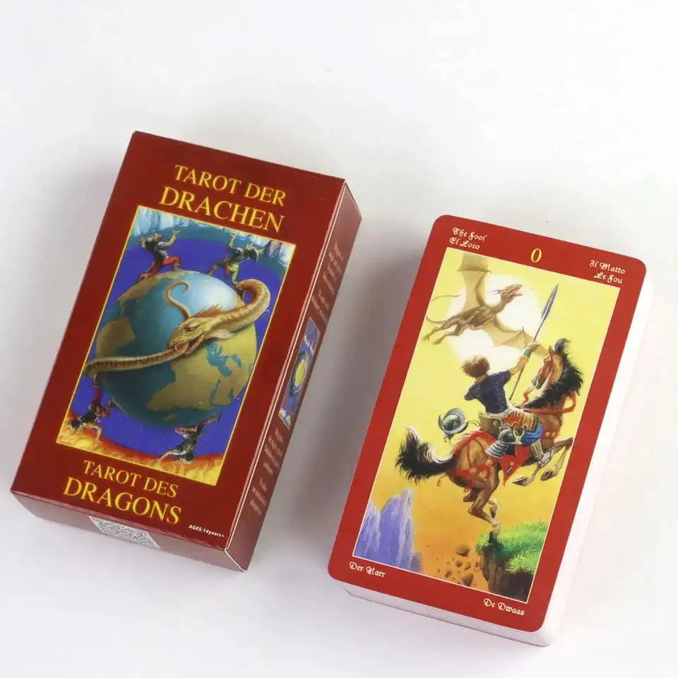 Dragons Tarot Deck – 78 Vintage-Style Cards Showcasing Mythical Dragons in Classic Tarot Archetypes, Compact 10.3 x 6 cm