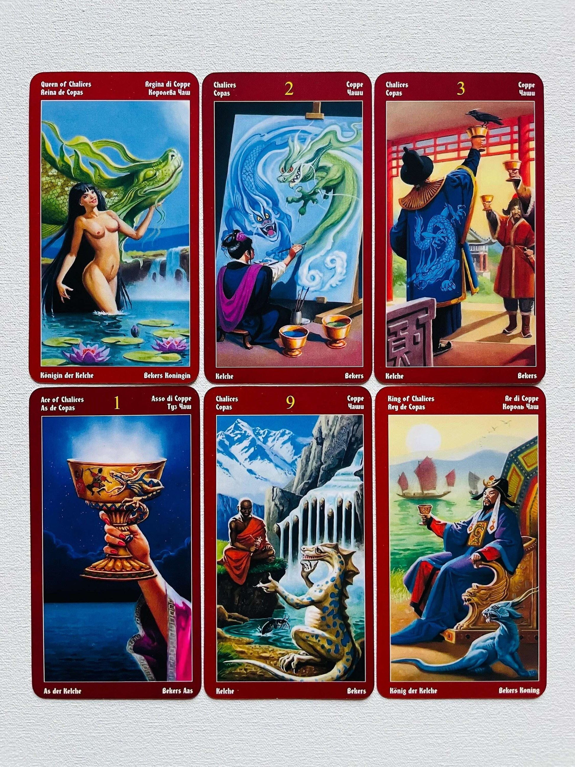 Dragons Tarot Deck – 78 Vintage-Style Cards Showcasing Mythical Dragons in Classic Tarot Archetypes, Compact 10.3 x 6 cm