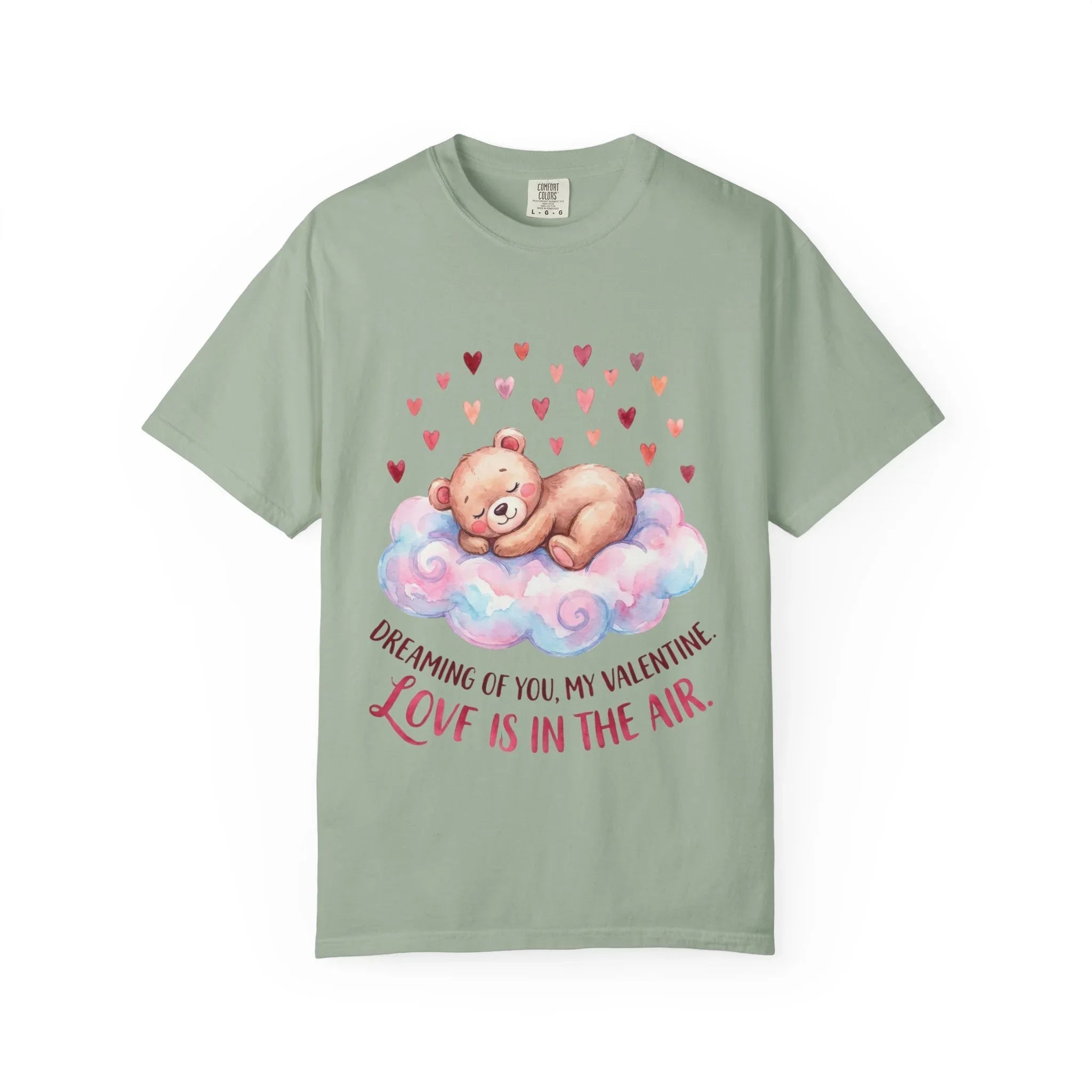 Dreams of You Valentine Bear T Shirt Cute Fluffy Teddy Cloud Hearts Watercolor Cozy Vintage Aesthetic Gift Lovers Soft Cotton Romantic Tee Bay