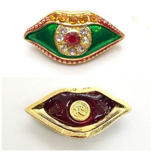 Duang Ta Maha Thep Amulet Gold-Plated Lucky Charm ร้านค้าของฉัน Pink enamel gold shoulder 2K Gold plated shoulder with green enamel 2K-Gold plated shoulder with green enamel-Pink enamel gold shoulder-Satin finish red enamel edge-Gold plated shoulder red enamel edge-Gold satin with red enamel edge-