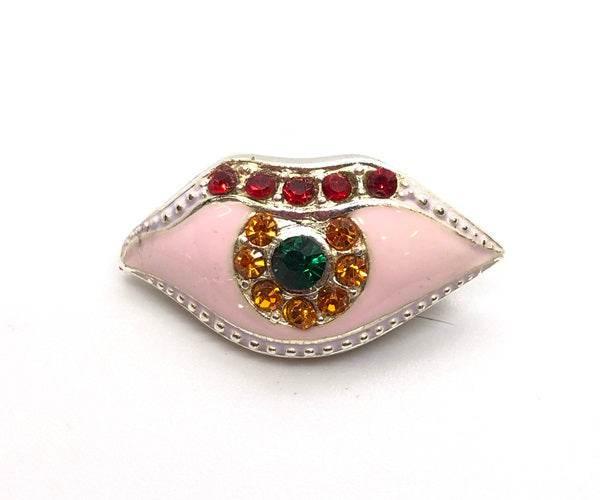 Duang Ta Maha Thep Amulet - Gold-Plated Lucky Charm for Prosperity Pink enamel gold shoulder