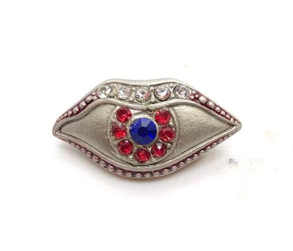 Duang Ta Maha Thep Amulet - Gold-Plated Lucky Charm for Prosperity Satin finish red enamel edge