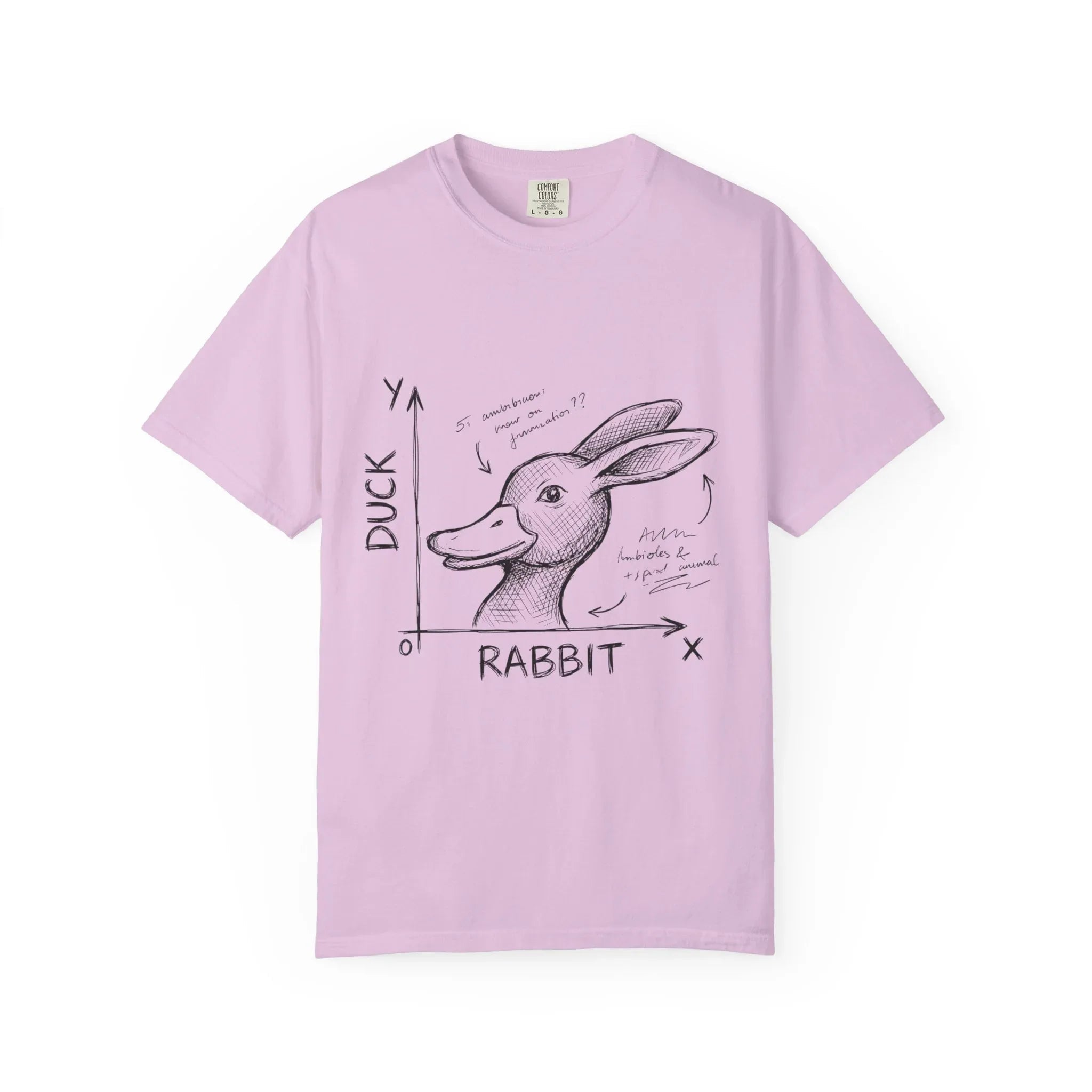 Duck Rabbit Optical Illusion Shirt, Perception Psychology Tee, Philosophy Sketch T-Shirt, Wittgenstein Rabbit Duck, Nerdy Science Gift Orchid