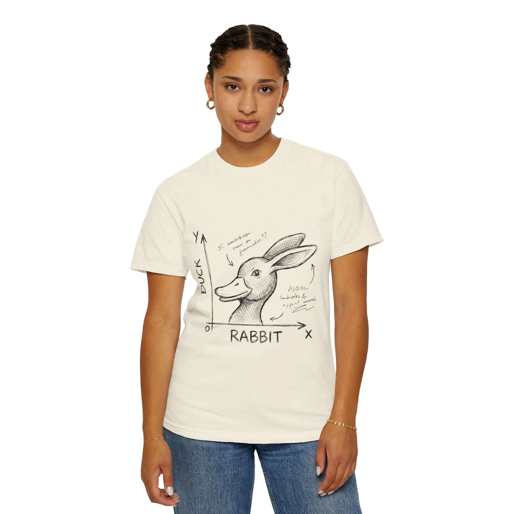 Duck Rabbit Optical Illusion Shirt, Perception Psychology Tee, Philosophy Sketch T-Shirt, Wittgenstein Rabbit Duck, Nerdy Science Gift