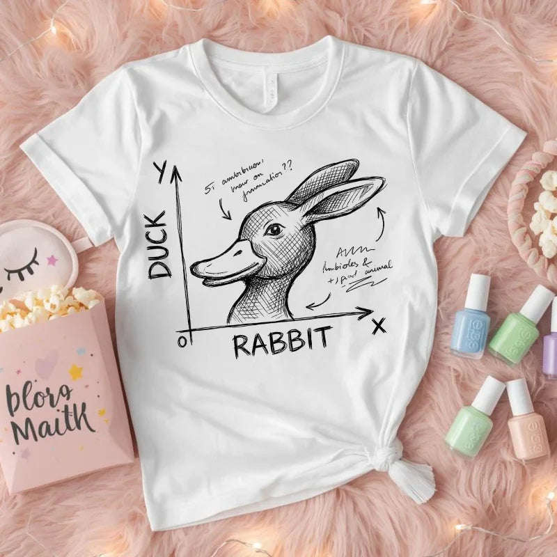 Duck Rabbit Optical Illusion Shirt, Perception Psychology Tee, Philosophy Sketch T-Shirt, Wittgenstein Rabbit Duck, Nerdy Science Gift