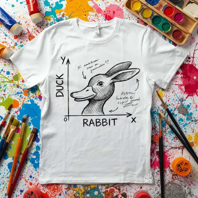 Duck Rabbit Optical Illusion Shirt, Perception Psychology Tee, Philosophy Sketch T-Shirt, Wittgenstein Rabbit Duck, Nerdy Science Gift