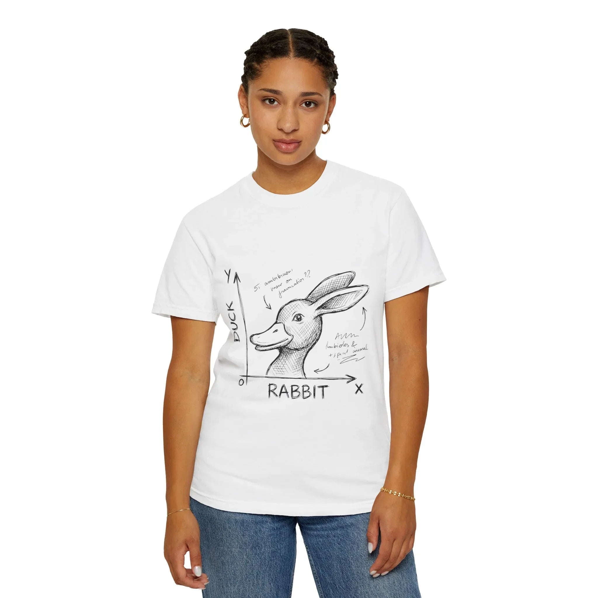 Duck Rabbit Optical Illusion Shirt, Perception Psychology Tee, Philosophy Sketch T-Shirt, Wittgenstein Rabbit Duck, Nerdy Science Gift