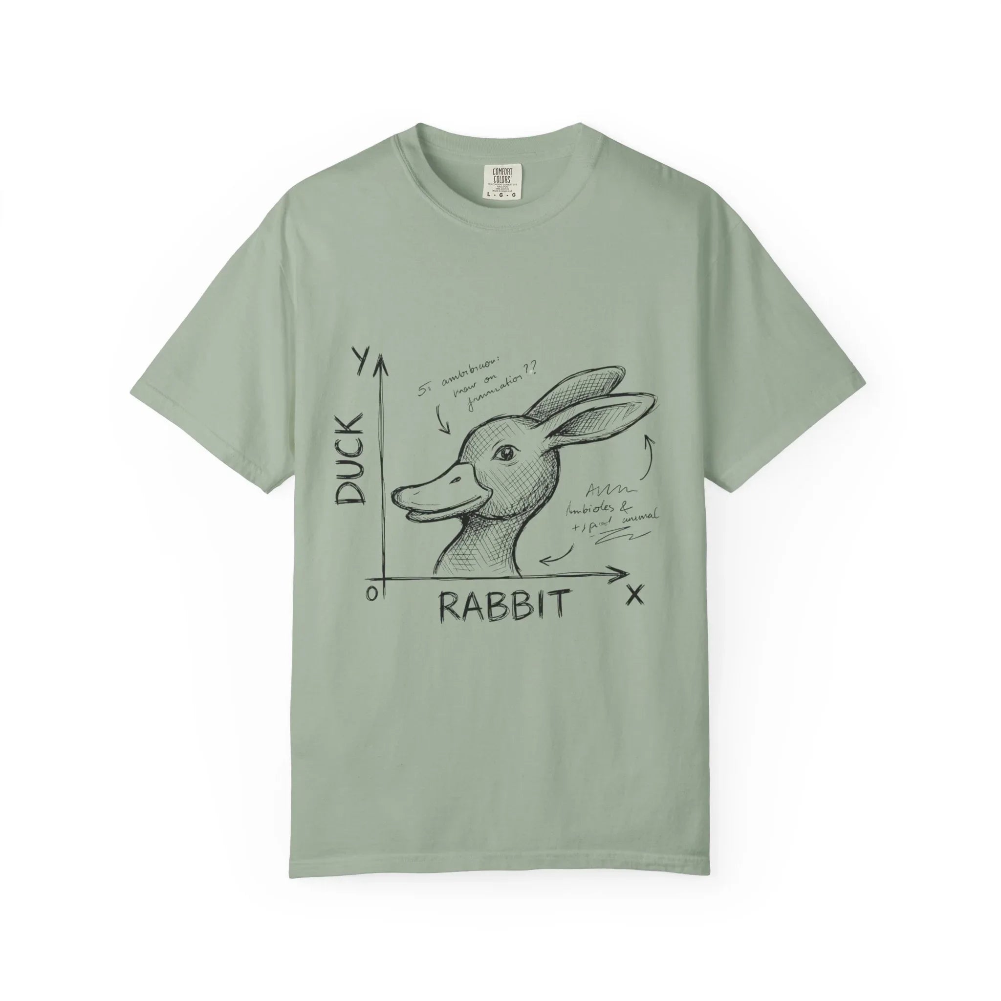 Duck Rabbit Optical Illusion Shirt, Perception Psychology Tee, Philosophy Sketch T-Shirt, Wittgenstein Rabbit Duck, Nerdy Science Gift Bay