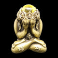Extraordinary Phra Pidta Manee Mantra Amulet - Satin Gold Alloy & Rare Yellow Sapphire Hair, Blessed by Luang Pu Boonma of Wat Khao Kaew Thong (B.E. 2567) with Original Box Default Title