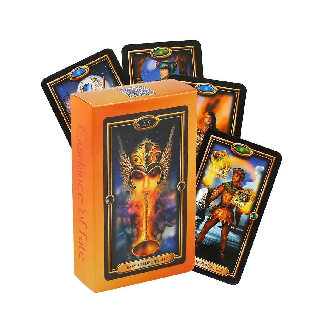 Easy Gilded Tarot Cards – 78-Card Gold Foil Deck for Guidance, Divination, and Family Board Games