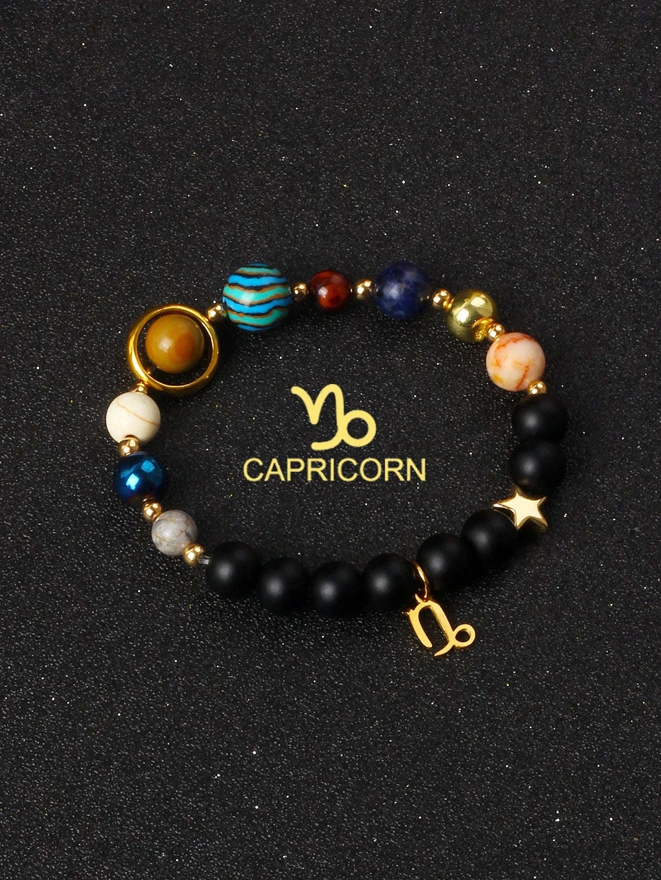✨ Eight Planets & 12 Constellation Bracelets – Natural Stone Universe Galaxy Solar System Jewelry – Featuring Libra, Virgo & Leo Designs 5Capricorn