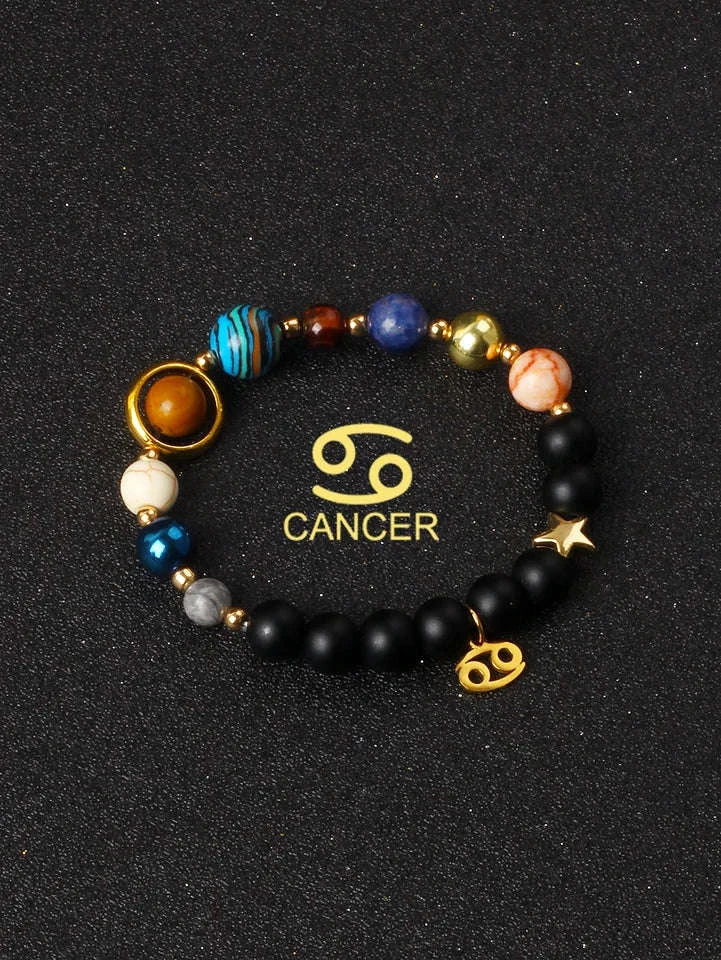 ✨ Eight Planets & 12 Constellation Bracelets – Natural Stone Universe Galaxy Solar System Jewelry – Featuring Libra, Virgo & Leo Designs