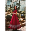Elegant Princess Wrap Dress with Ruffle Neckline - Navy & Wine Red | Flattering & Slimming Fit for Every Body Type Red