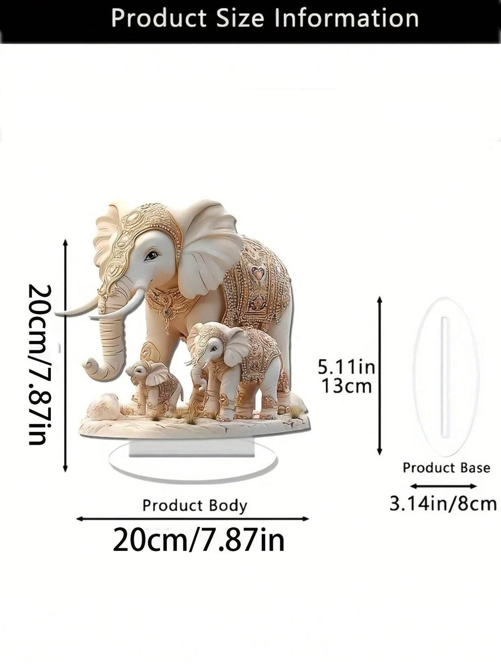 Bohemian Elephant Statue - Gold & White Thai White Elephant Decor for Harmony, Luck & Gifting