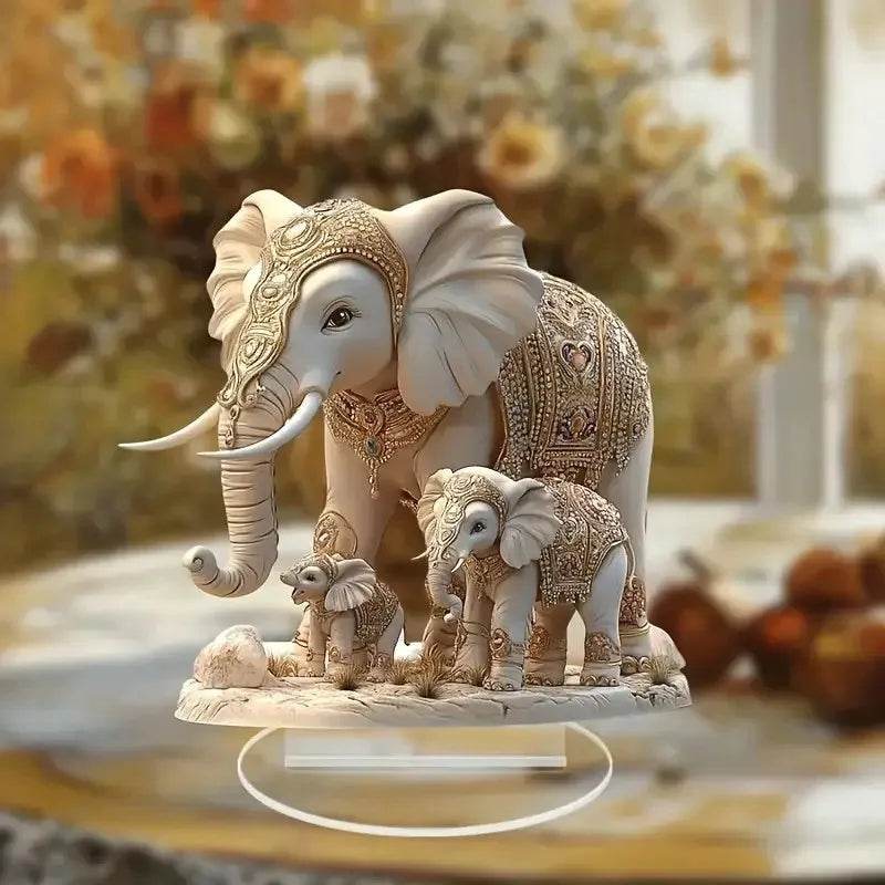 Bohemian Elephant Statue - Gold & White Thai White Elephant Decor for Harmony, Luck & Gifting