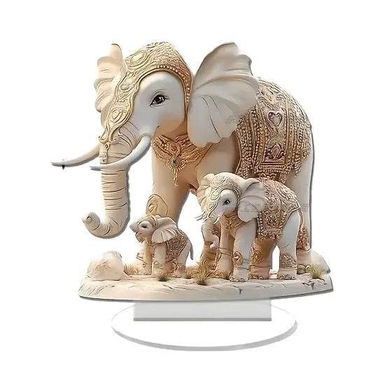 Bohemian Elephant Statue - Gold & White Thai White Elephant Decor for Harmony, Luck & Gifting