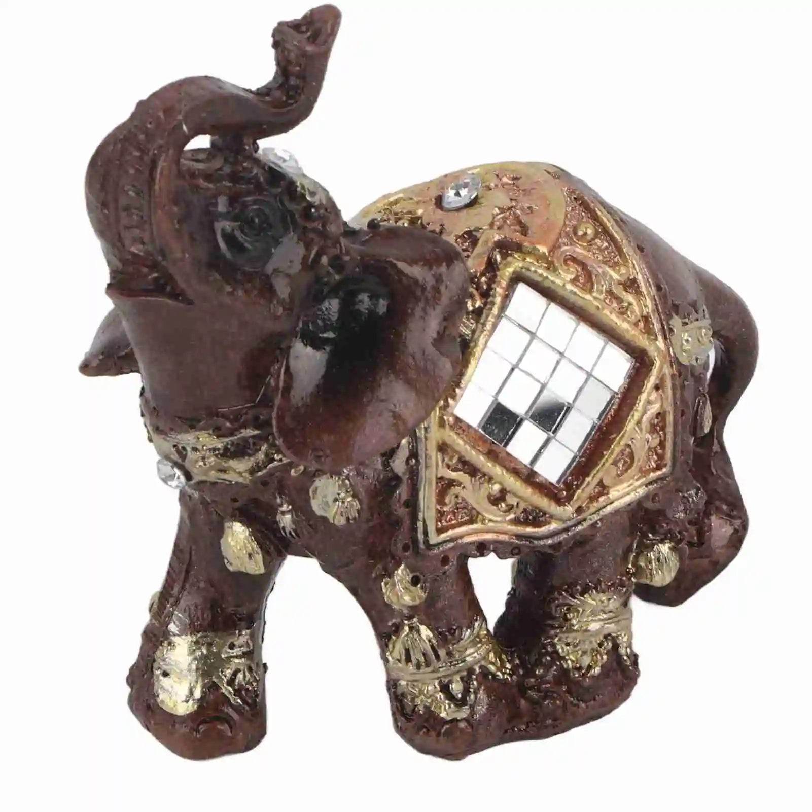 Lucky Feng Shui Thai Elephant Prosperity Statue – Wood Grain Wealth & Prosperity Figurine for Home & Office GY04760-03