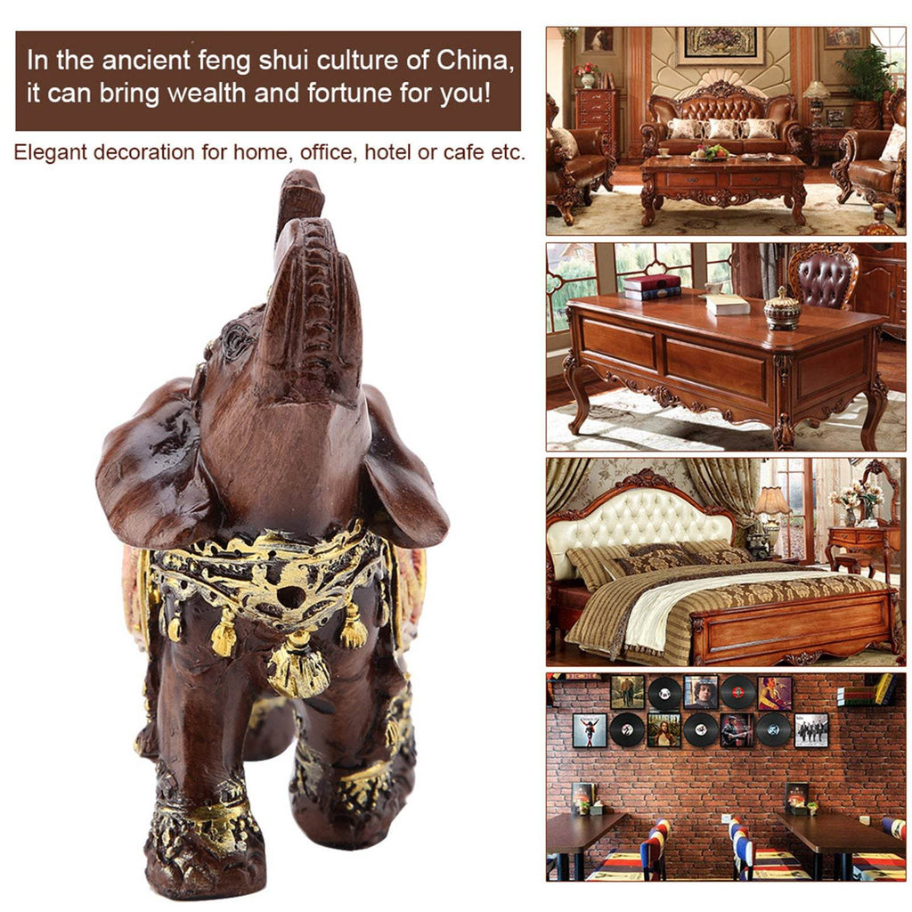 Lucky Feng Shui Thai Elephant Prosperity Statue – Wood Grain Wealth & Prosperity Figurine for Home & Office