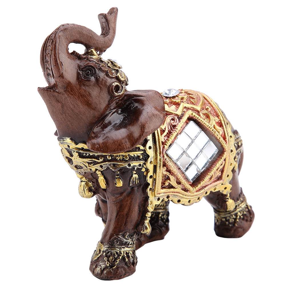 Lucky Feng Shui Thai Elephant Prosperity Statue – Wood Grain Wealth & Prosperity Figurine for Home & Office