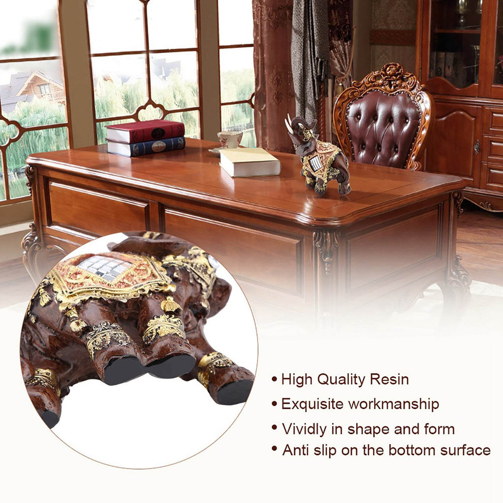 Lucky Feng Shui Thai Elephant Prosperity Statue – Wood Grain Wealth & Prosperity Figurine for Home & Office