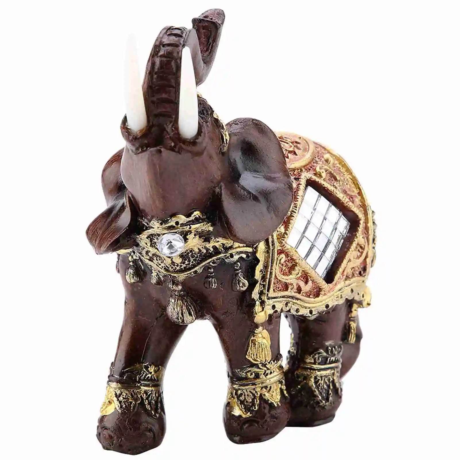 Lucky Feng Shui Thai Elephant Prosperity Statue – Wood Grain Wealth & Prosperity Figurine for Home & Office GY04760-02